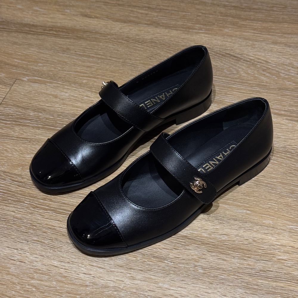 Chanel Black Mary Jane Flats
